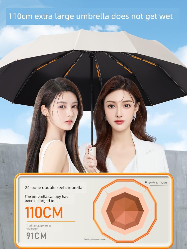 Fully Automatic Umbrella for Women and Men, Dual-Purpose for Sun and Rain, Large Size, Reinforced, Sun Protection, Uv Protection, Foldable Sun