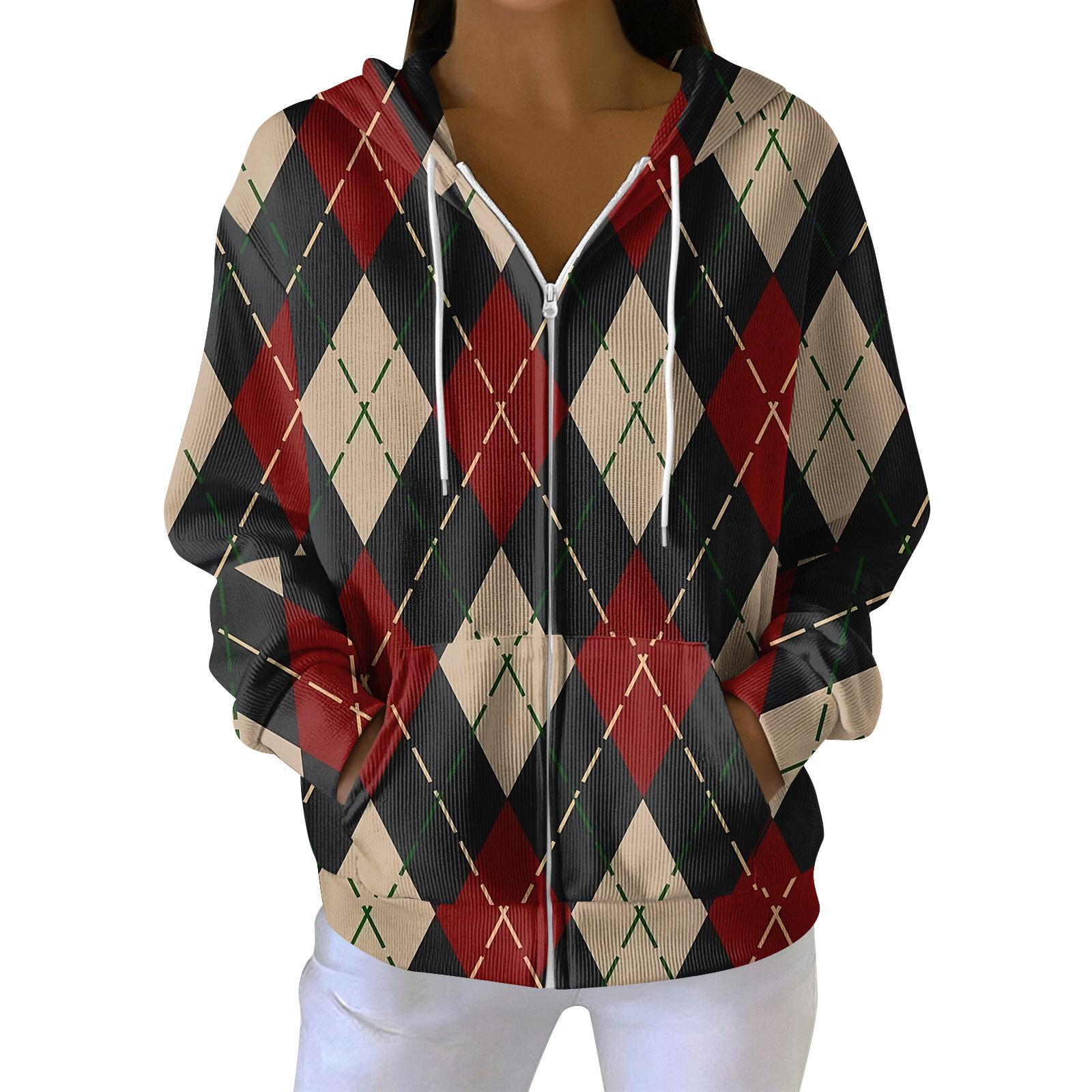 

Женская повседневная модная вязаная толстовка с длинными рукавами и застежкой-молнией, с рождественским принтом XL