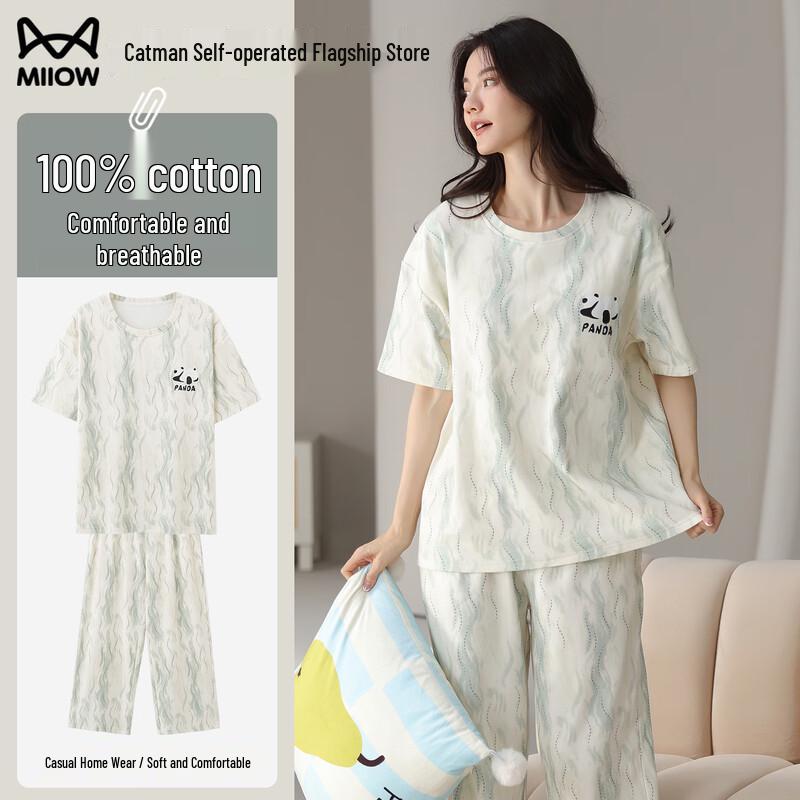 Miiow Women s 100% Cotton Short Sleeve Pajama Set M