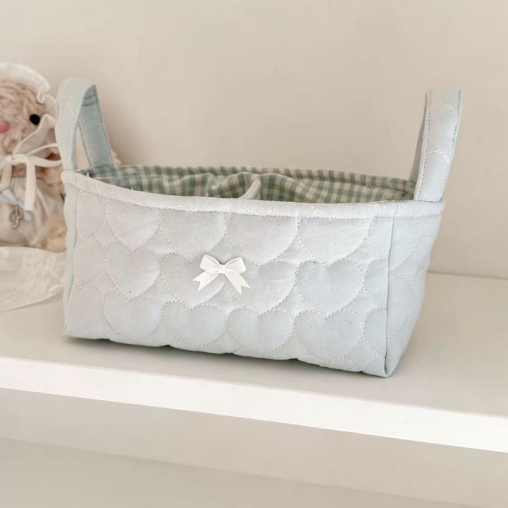 Cotton Small Quilted Storage Basket Square Cosmetic Organizer Home Supplies