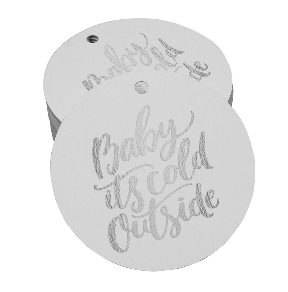 Inkdotpot Real Gold Foil Baby It's Cold Outside Baby Shower Tags Favor Hang Paper Tags 100