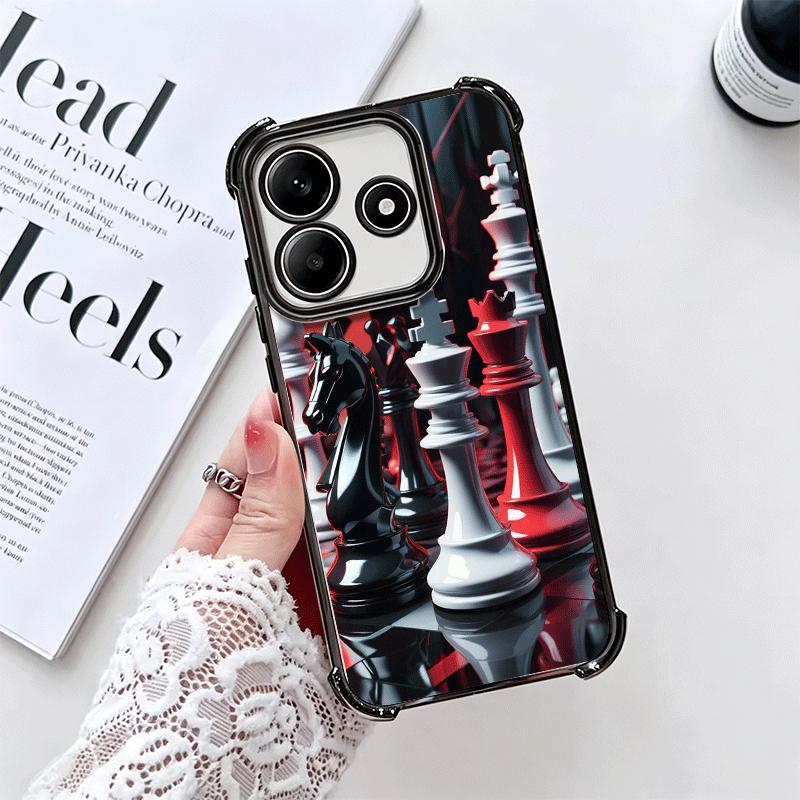 Competitive Chess Game Plating Phone Case For Xiaomi Redmi Note 14 15 Pro Plus 13 12 11 11S 11T 10 9S 9 5G Anti-Fall Airabag Cov