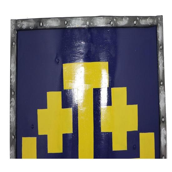 60.96 Cm Medieval Battle Warrior Yellow and Blue Shield 20 Gauge Steel Knight Templar Shield Replica for Home Decor Gift Purpose