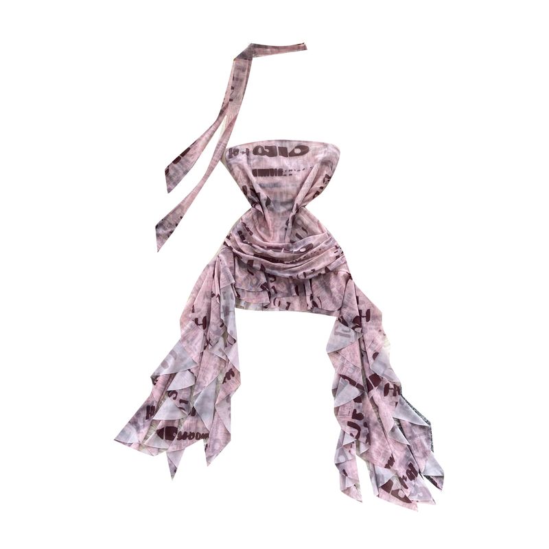 Cool Style Letter Tube Top Vest Women Summer New Ribbon Slim Fit Chic Niche Beautiful Fried Street Pure Desire Top