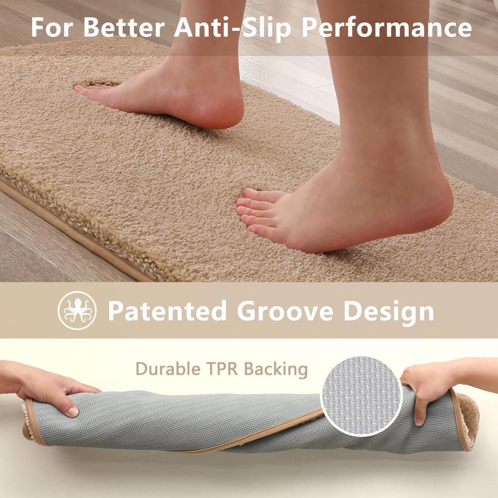3x Longer-Lasting Microfiber Bath Mat, Non-Slip, Absorbent, Machine Washable, Thick, Extra Soft, and Durable for Bath, Bathroom, Foot Mat, or Entrance