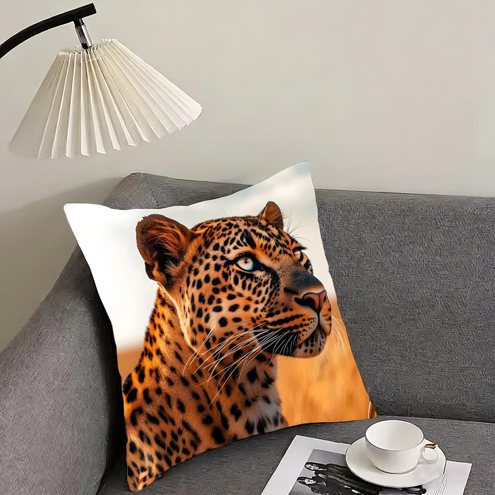 Leopard Cool Cushion Cover Pillowcase Ultra Soft Skin Friendly Fabric Cloud Like Comfort  Concealed Zipper