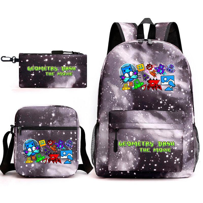 Geometry sprint game backpack geometry dash heat transfer backpack elementary school bag leisure bag