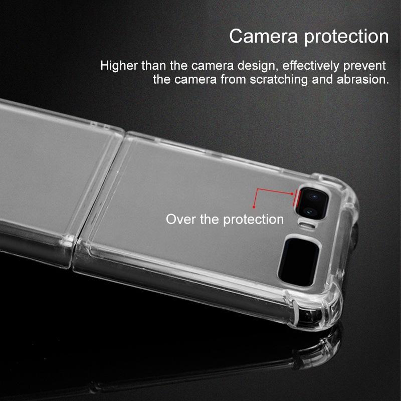 Transparent Case For Samsung Galaxy Z Flip 3 Soft Tpu +Pc Four -Corner Explosion -Proof Protective Cover For Galaxy Z Flip Case