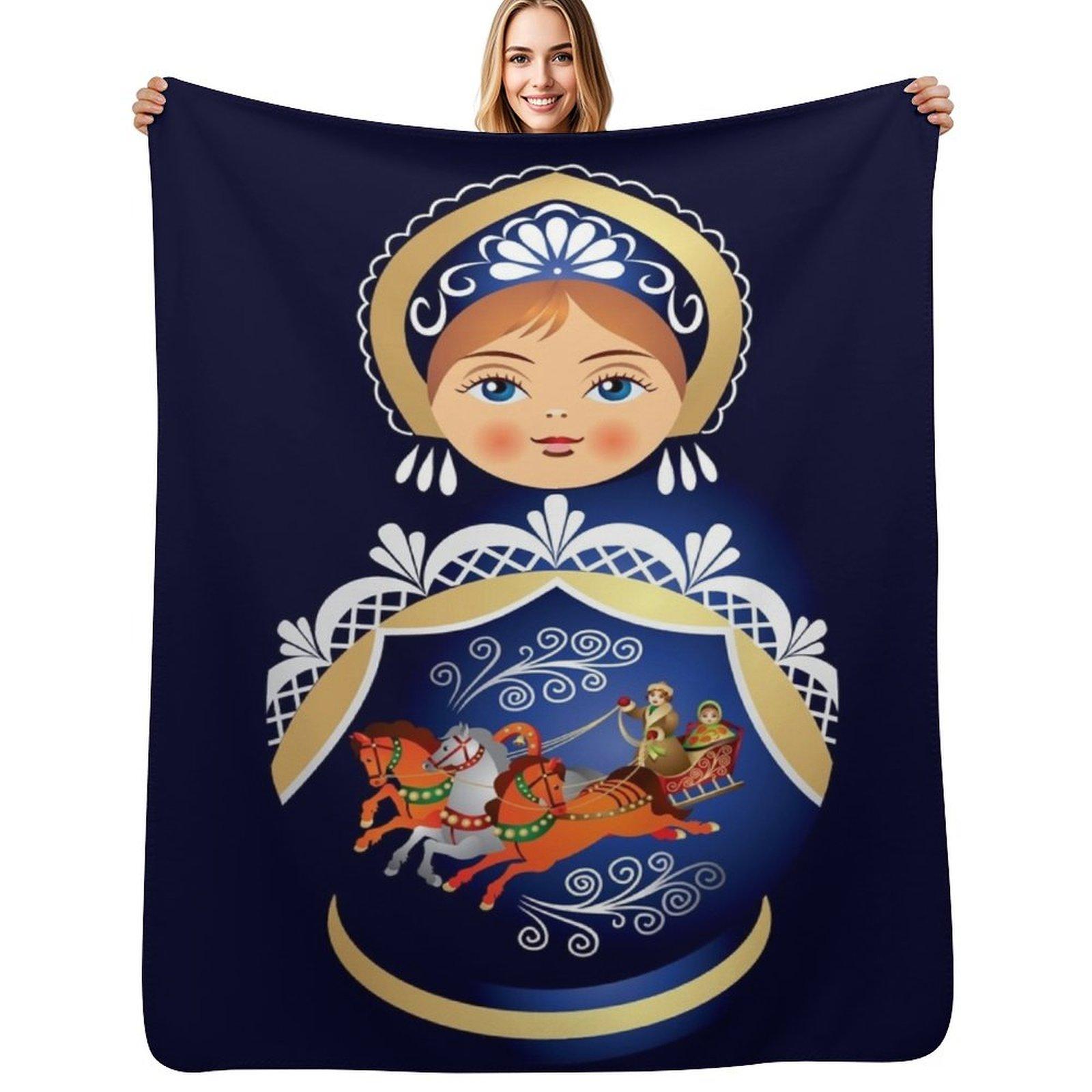Babushka Matryoshka Russian Doll Throw Blanket Warm Comfortable Blanket Gift for Parents Friends 102x76cm(40x30in)