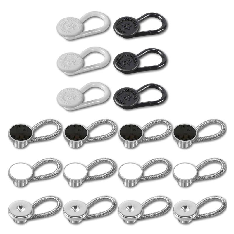 

18Pcs Shirt Collar White Black Buttons Extender Multifunctional Spring Adjustment Button Jeans Elastic Extension Buckle 1