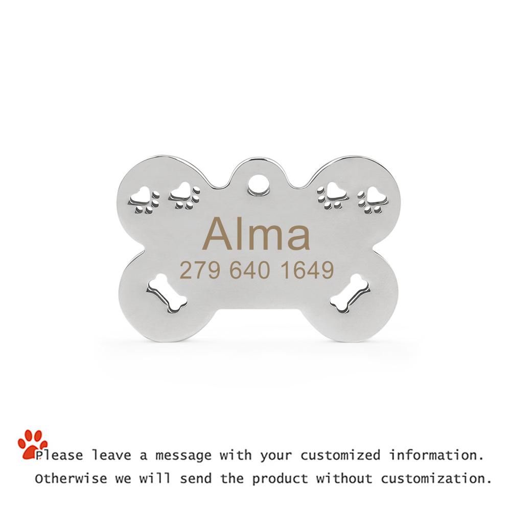 

Laser Engraved Dog Nameplate Pendant Collar Accessories Hollowed out Bone Dog Tag Puppy ID Customized Personalized Anti-lost 41x27mm