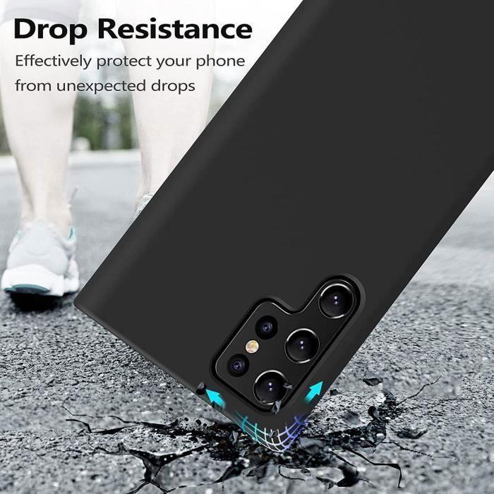 Coque de Protection Silicone pour Samsung S22 Ultra - Haute Résistance - Noir + 2 Verre trempé 3D