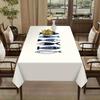 with Chic Blue Fish Pattern  Polyester Tablecloth  - Ideal for Picnics, Holidays, Vintage Home & Dining Table Decor