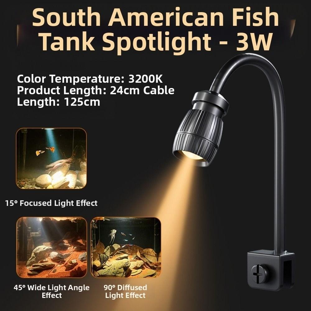 Lâmpada de Aquário Mini Clip-on com Zoom Ajustável LED Luz para Plantas de Aquário Aquário de Peixes Sul-Americanos