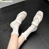 Fashion Cowhide Fashion Casual Ballet Shoes Flats 3Cm/6Cm Height-Enhancing Women 2025 New Summer White/silver Mary Jane Shoes