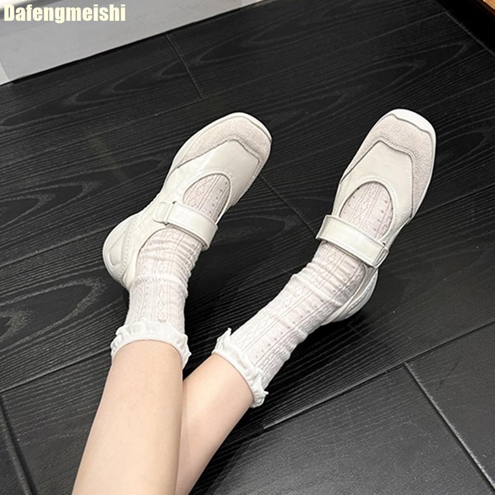 Fashion Cowhide Fashion Casual Ballet Shoes Flats 3Cm/6Cm Height-Enhancing Women 2025 New Summer White/silver Mary Jane Shoes