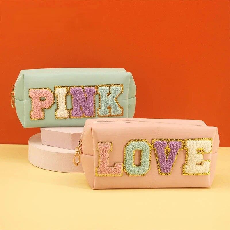 Women's Makeup Bag Durable Travel Storage Bag Embroidered Letter Wash Bag Soft Touch Makeup Bag Makeup Bag
