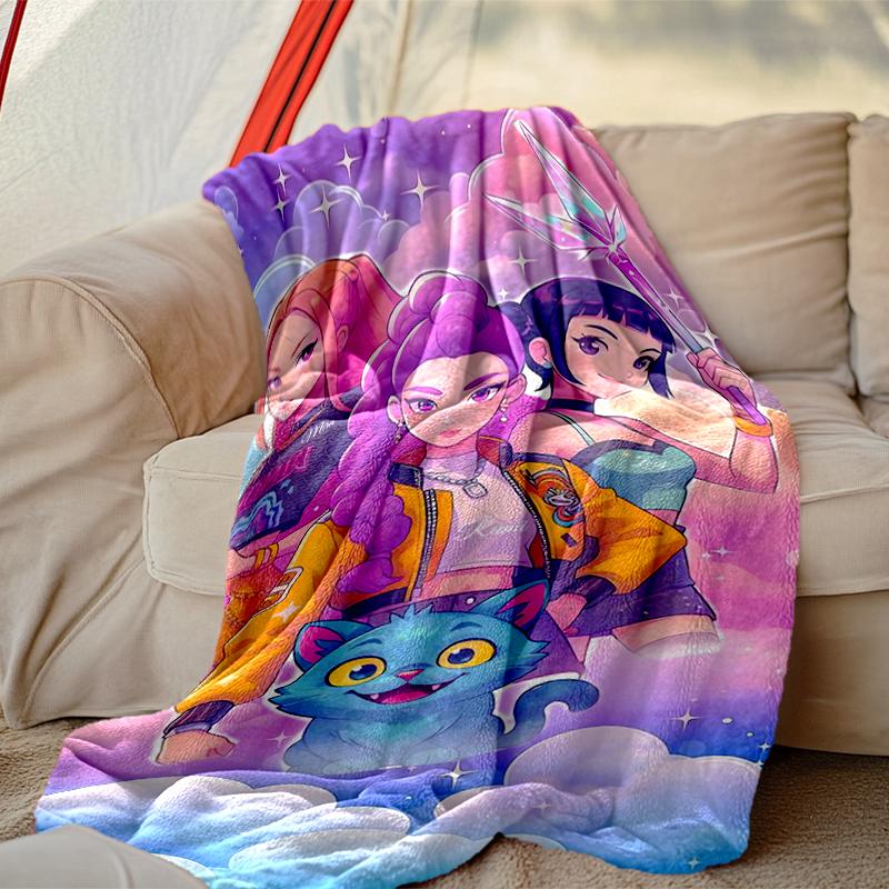 [Kpop Demon Hunters Blanket] Soft Throw Blanket for Bed Sofa, Holiday Gift Blanket for Women Men Family Friend