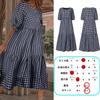 Tiered Gingham Check Floral Print Short Puff Sleeve Long Dress [1/2style] Women's A-Line (JP, Alphabet, XL, Black)