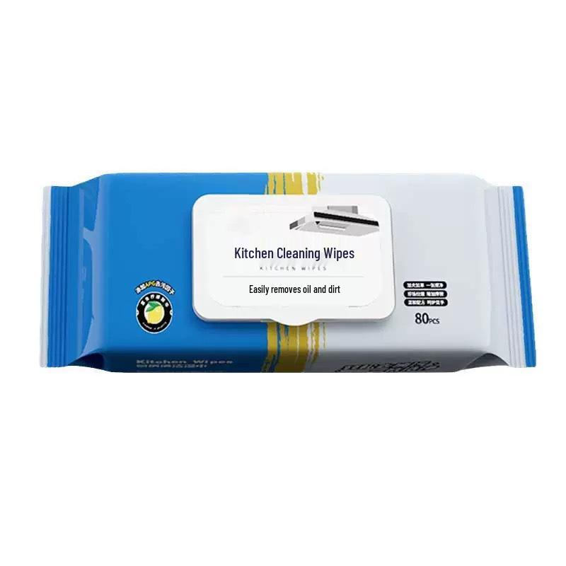 Extra Large Kitchen Wet Wipes - 80 Thickened Sheets for Strong Oil Stain Removal on Range Hoods and More