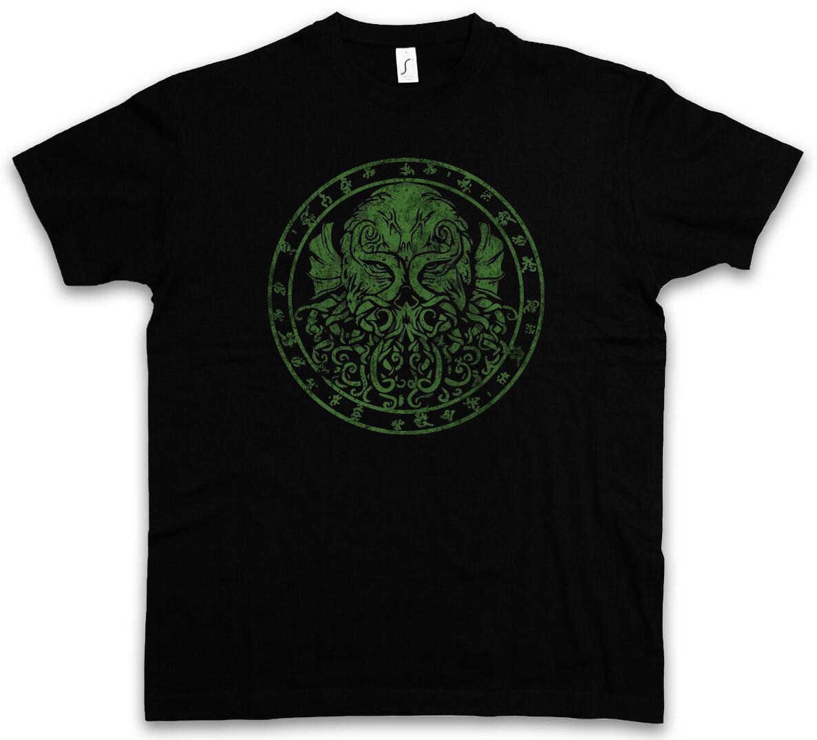CTHULHU RUNES T-SHIRT Wars Horror Arkham H.P. Miskatonic Dunwich- L