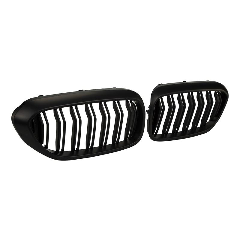 For BMW 5-series G30 Sedan/G31 Wagon 2017-2020 Pre-Facelift Matte Black Grille Car Front Hood Grill Kidney Grilles Racing Grill Dual Line