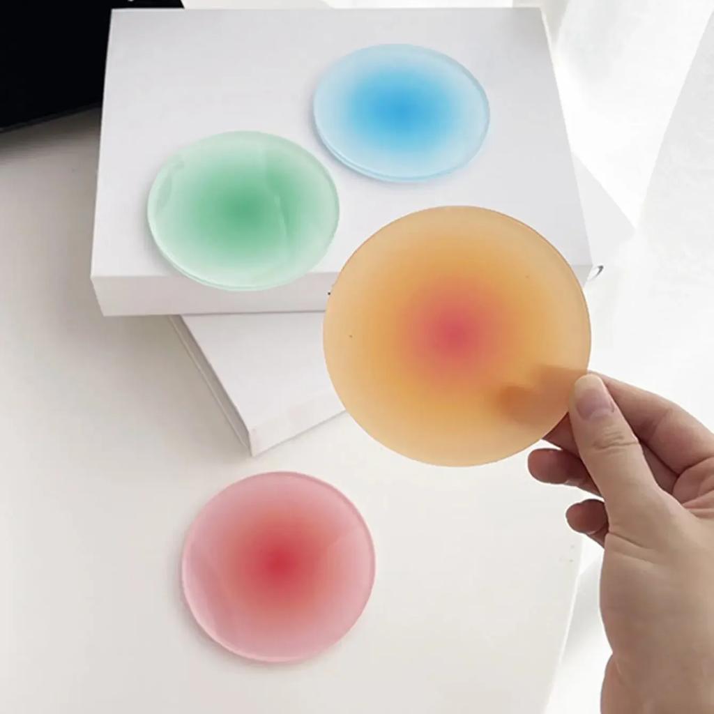 1pc Acrylic Coaster Circular Sunset Gradient Nordic Shooting Props Decorative Decorations Heat Insulation Mat