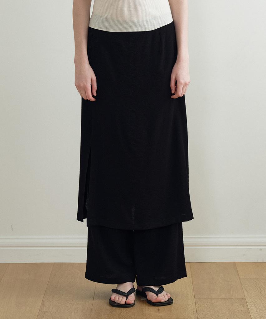 MAKE A TOAST Layered Detail Wide Pants (Black) Mbfspa006Bk