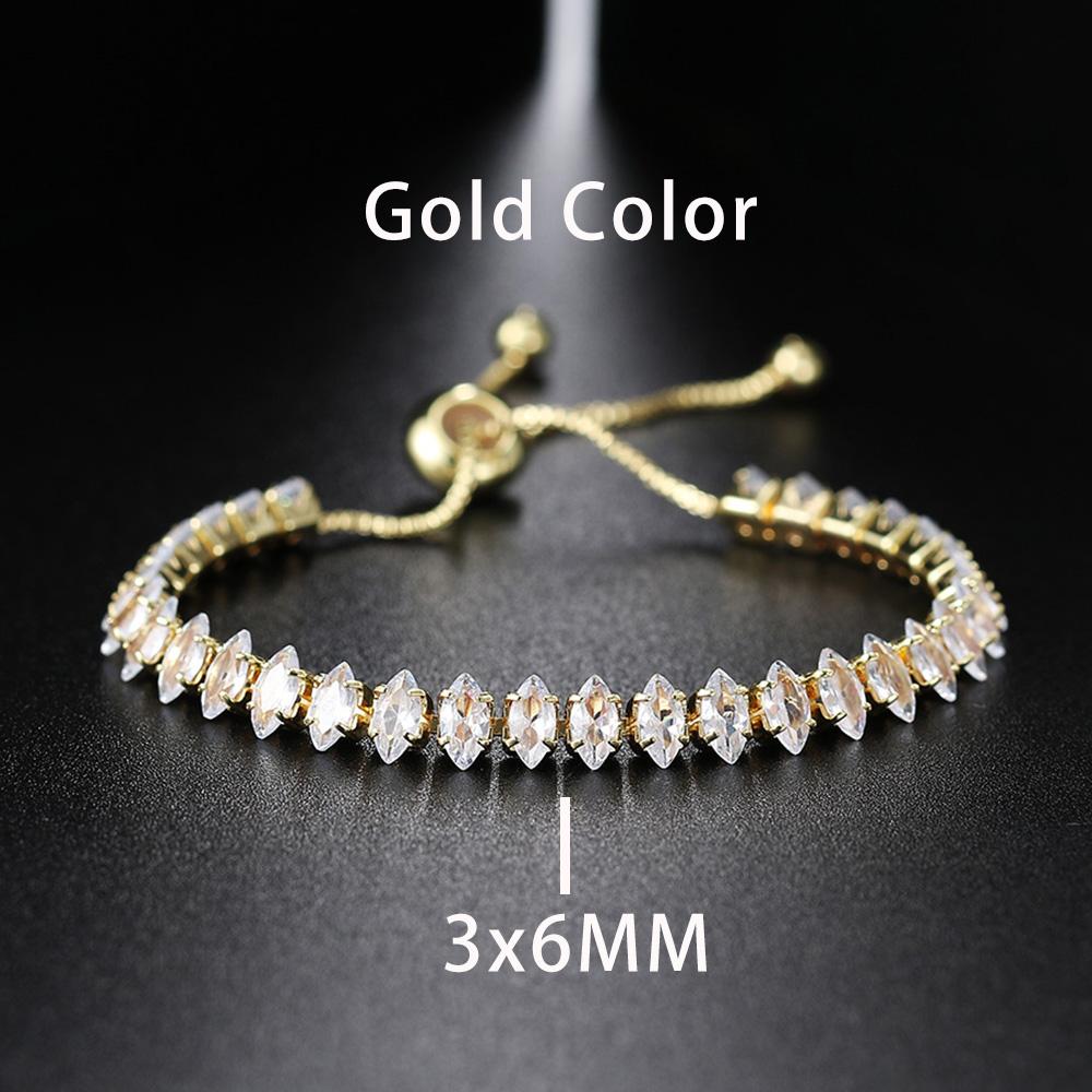 New Trendy Adjustable Oval Cut Tennis Bracelets for Women Dazzling Horse Eye Shaped Zirconia Chain on Hand Wedding Party Zircon