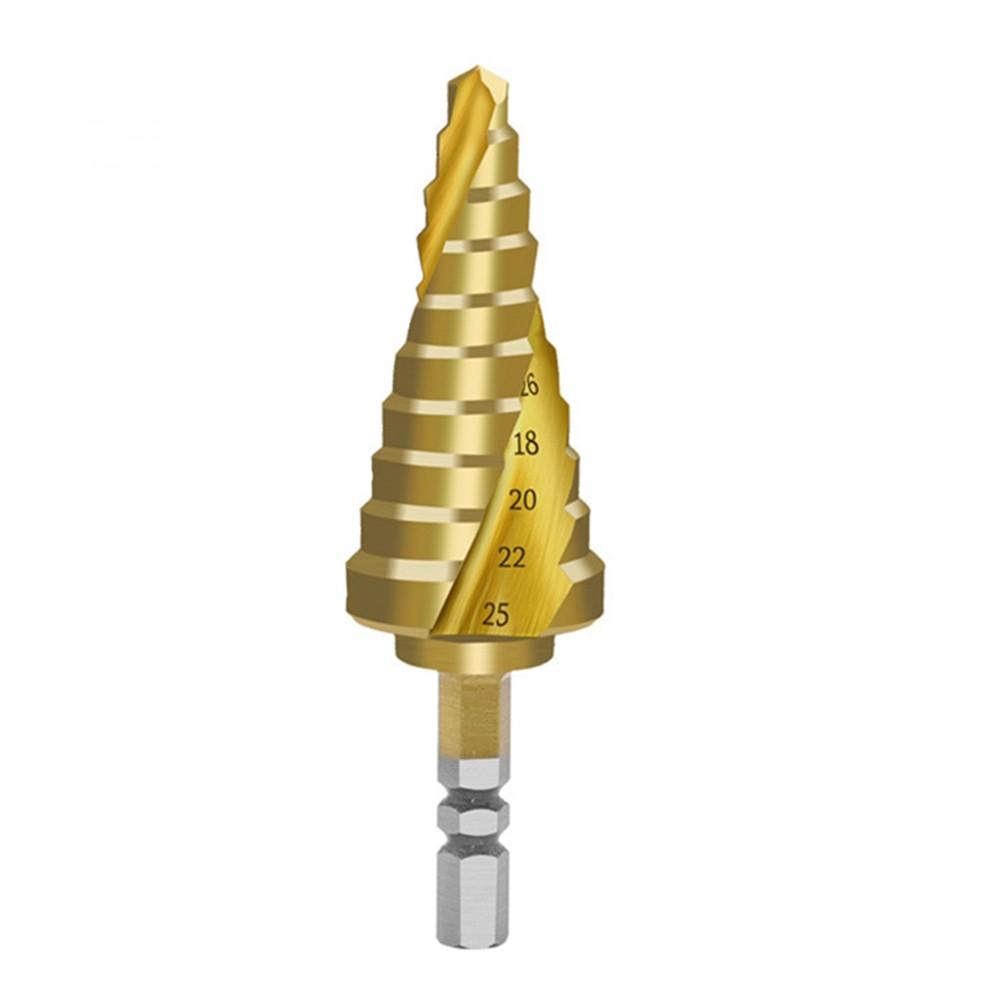 Cone Drill Step Drill Bit No Burr 6 25mm Gold Titanium Coated High Speed Steel Hole Cutter Step Cone Drill Bit Drill Wood