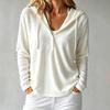 Women's Casual Loose Fit Long Sleeve Hooded Top with and Buttons for Everyday Wear