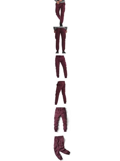 2024 Spring/Summer Men's Fashion Casual Solid Color Cargo Pants 8017 Plus Size