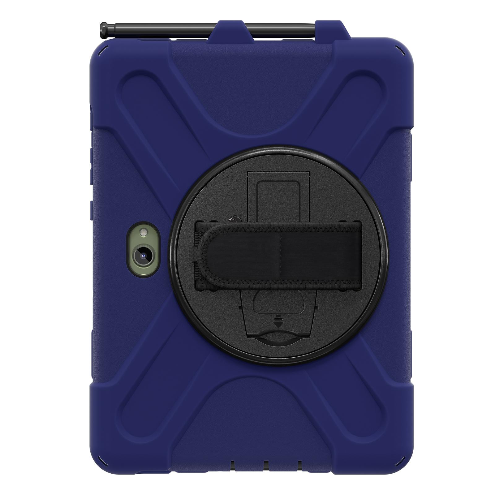 

For Samsung Galaxy Tab Active5 Pro Case Rotary Kickstand PC+Silicone Hand Strap Tablet Cover Navy Blue