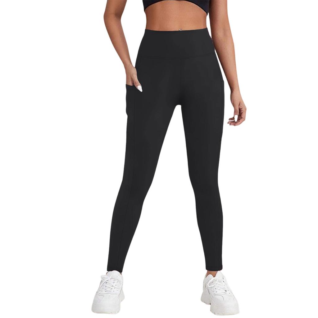 Women's Fashion High Waist Hip Slim Fitness Cropped Pants Side Pocket Sports Leggings