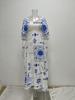 2026 Spring Women's Casual One-Shoulder Print Lantern Sleeve Slim Fit Dress
