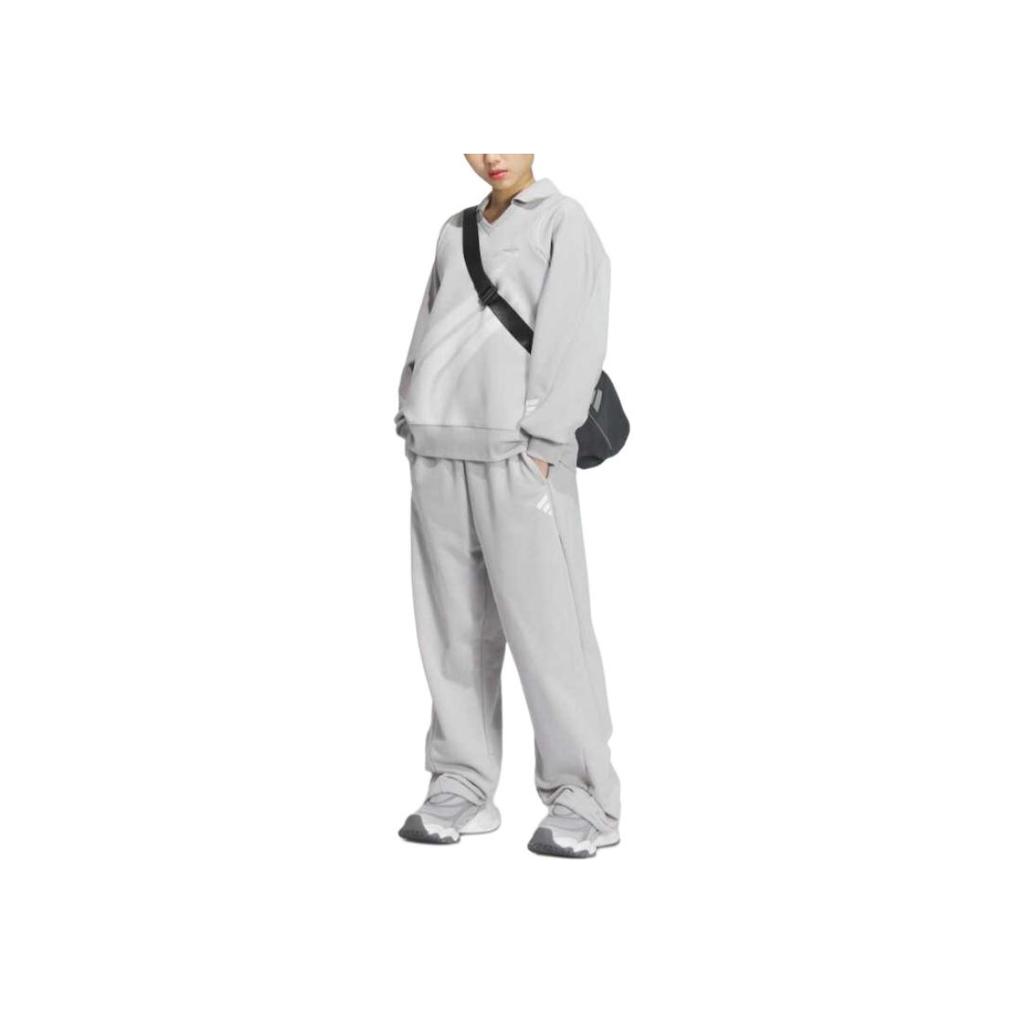 adidas Loose Soft Comfortable Fashion Knitted Sports Pants Women Bottoms Light-Gray JY8073