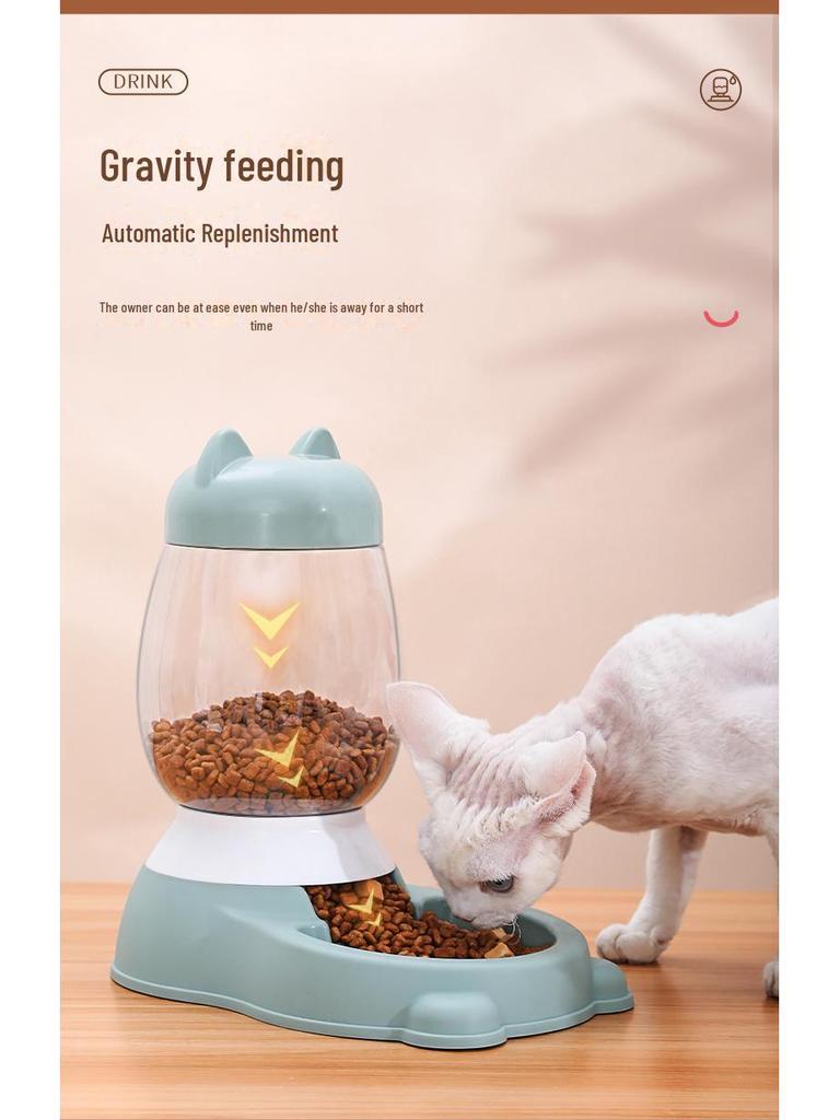 Fântână de apă automată pentru animale de companie cu hrănitor pentru pisici și câini