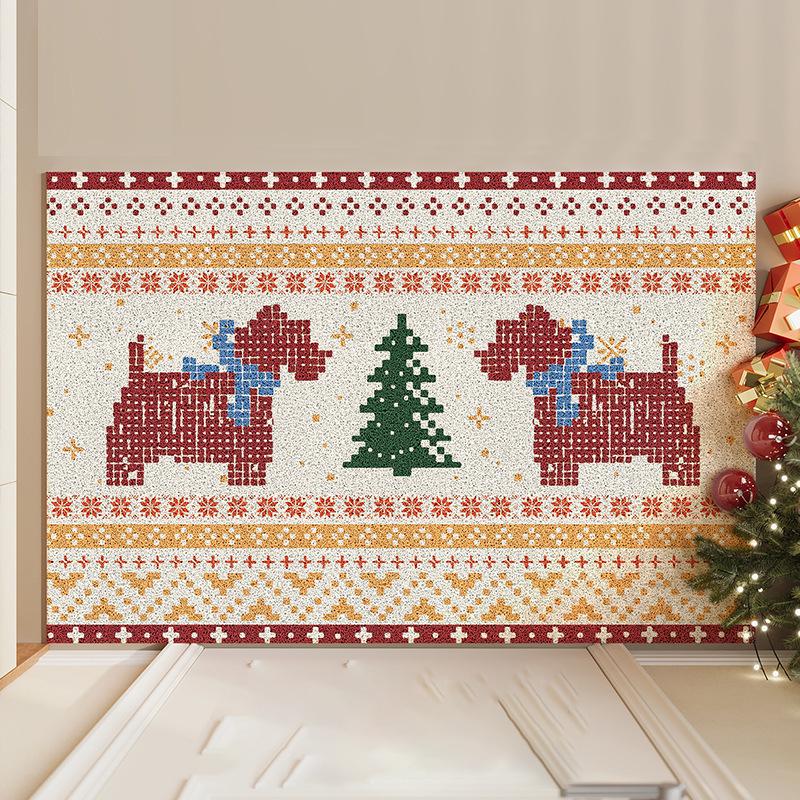 Tapete de Porta Antiderrapante com Filhote de Natal - Remove Poeira, Resistente a Manchas, Tapete de Entrada Cortável
