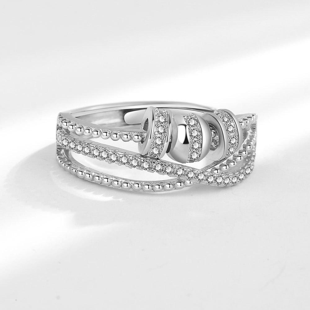 Luxury Infinite Love Adjustable Fidget Rings For Women Rotating Beads Crystal Anxiety Relief Spinning Ring Jewelry Anillos Mujer