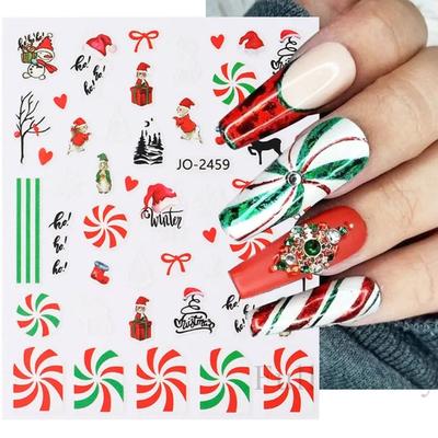 Cute Christmas Nail Art Sticker Cartoon Nail Art Accessory Professional Nails Polish Sticker  Women