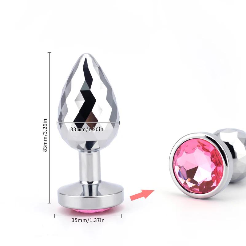 New Couples Small Anal Plug Round Shaped Crystal Metal Butt Plug Stimulator Prostate Massager Anus Sex Toys For Women and Men
