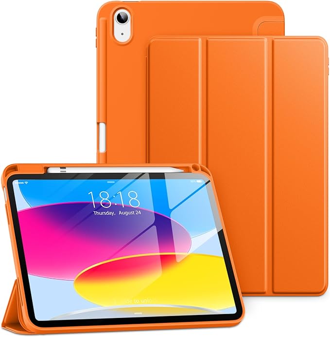 New Tri-fold Soft TPU PU Leather Tablet Case for iPad 10.9" 2022 - Lightweight Folio Stand with Pencil Holder-Auto Sleep/Wake