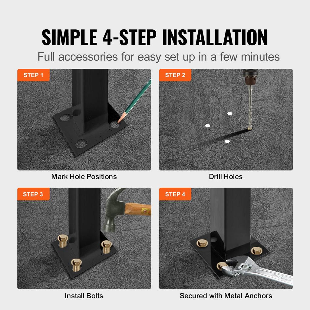 Stair Railing Wrought Iron Entrance Railing Suitable for 2 to 3 Steps for Outdoor Black