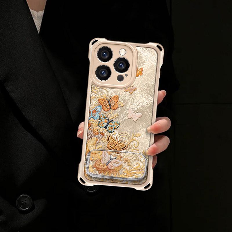 Colorful butterfly is suitable for Apple 13Pro mobile phone case 16 glacier pattern 15 with lanyard 14p anti-drop 13 advanced 12