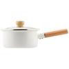 Bestco IH Enamel Saucepan, 18cm, with Glass Lid, White, NQ-0011 Bianco