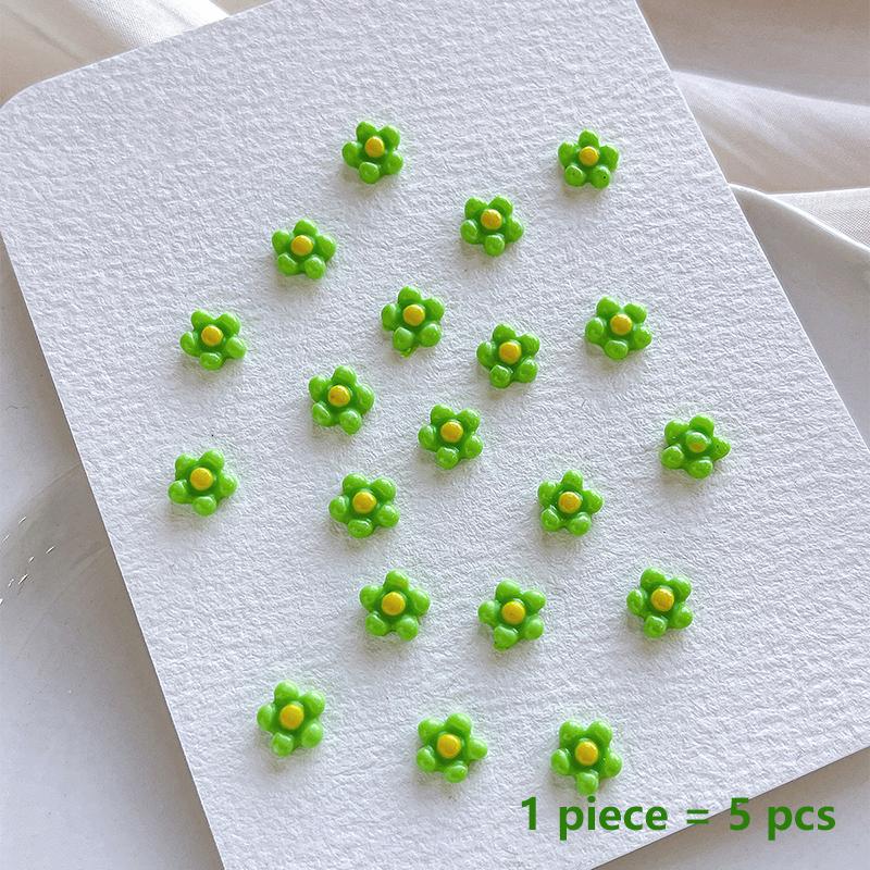 50Pcs Small Flower Nail Art Charms 3D Resin 5Petal Rhinestones Nail Decorations Kawaii Accessories Manicure Diy
