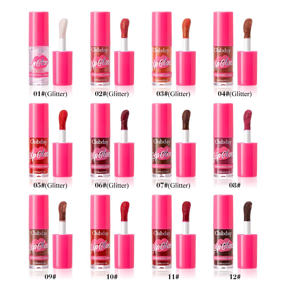 12-color multi-color lip gloss, moisturizing and easy to apply.
