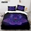 Death Moth Duvet Cover Set Queen Size Gothic Skull Boho Comforter Cover Black and White Skeleton Decorative Soft Bedding Set
