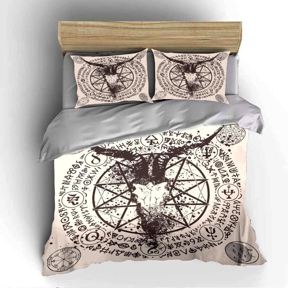 Goat Skull Pentagram Bedding Set Bedding set (1 duvet cover, 2 pillowcases, duvet not included)