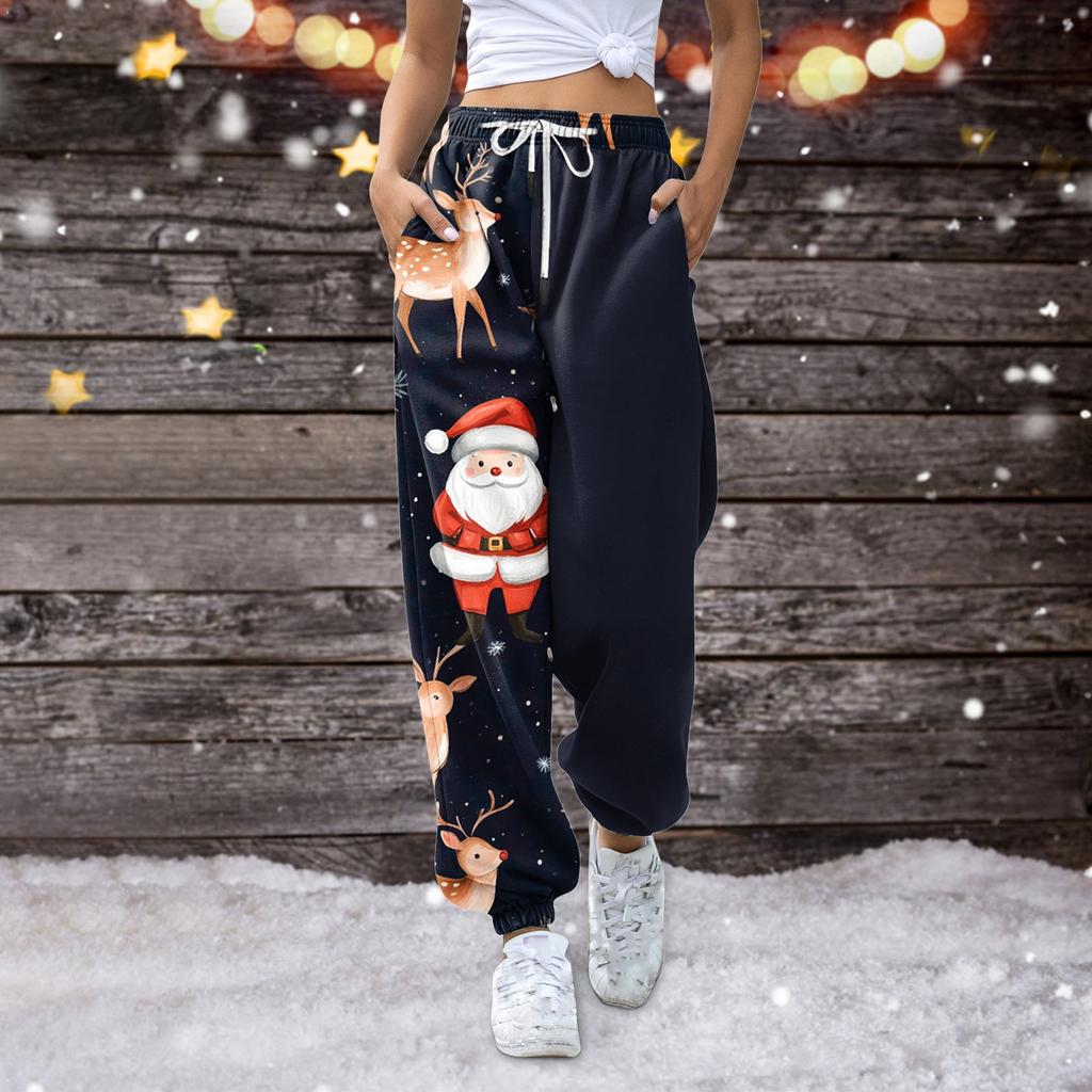 Damen Casual Fashion Jogginghose Weihnachten bedruckte Freizeithose